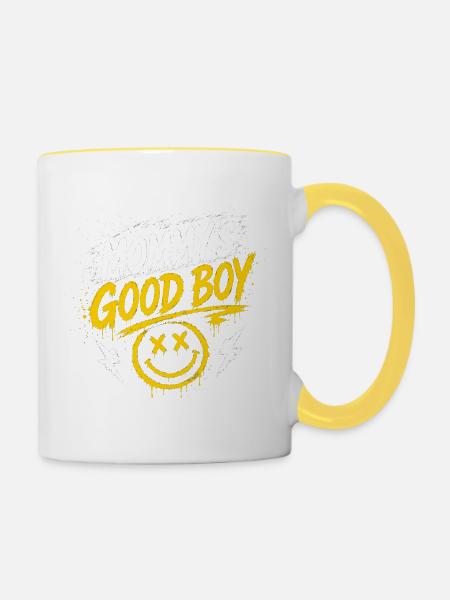 Mommy's Good Boy - Graffiti Smiley - Tasse zweifarbig - Weiß/Gelb