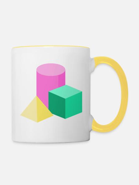 Pastellgeometrie Farbblöcke - Tasse zweifarbig - Weiß/Gelb