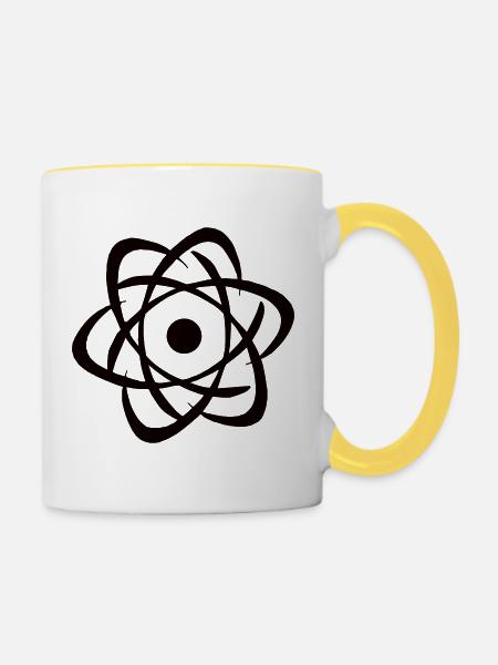 Atom-Silhouette Wissenschaftsdesign - Tasse zweifarbig - Weiß/Gelb