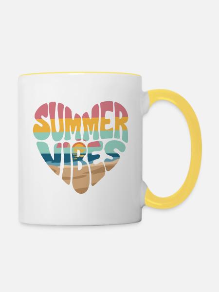 Sommerliche Vibes - Tasse zweifarbig - Weiß/Gelb