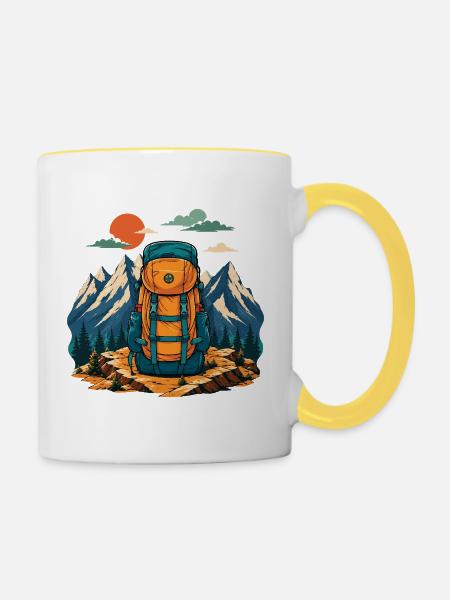 Wandern – Bergliebhaber - Tasse zweifarbig - Weiß/Gelb