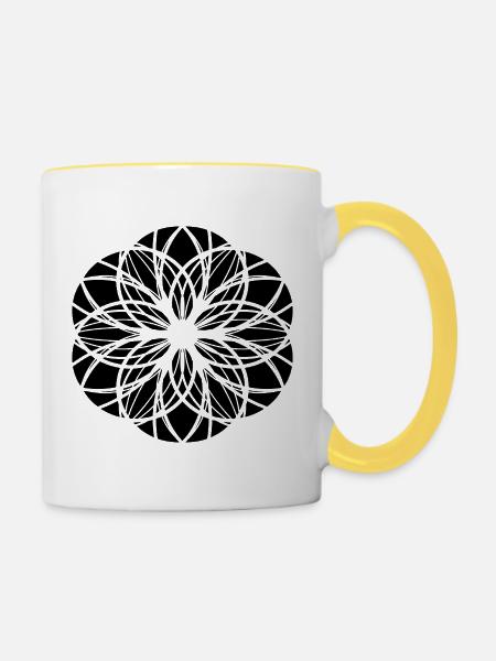 Fantasie Ornament - Tasse zweifarbig - Weiß/Gelb