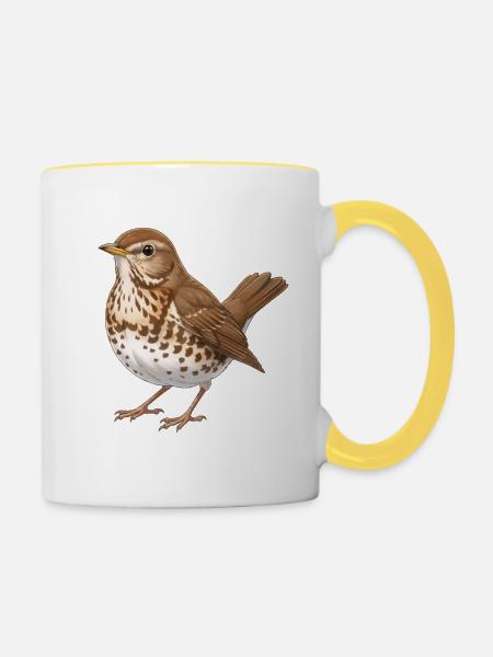 Drossel Vogel - Tasse zweifarbig - Weiß/Gelb