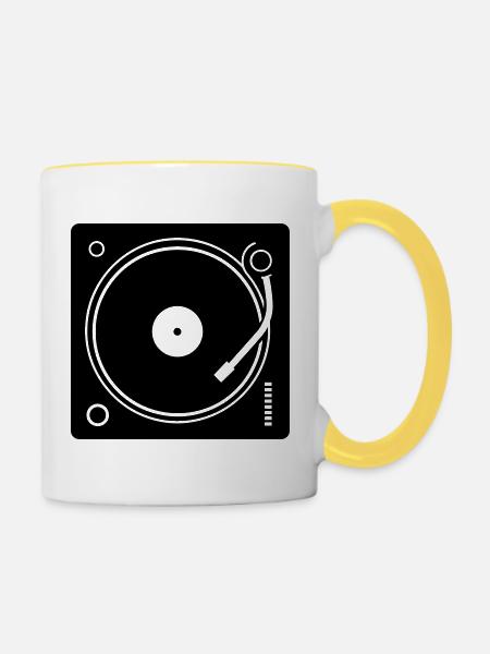DJ-Plattenspieler - Tasse zweifarbig - Weiß/Gelb
