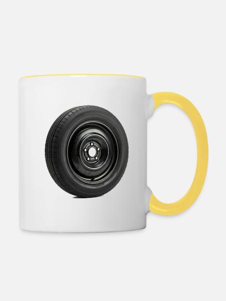 Car Wheel - Tasse zweifarbig - Weiß/Gelb