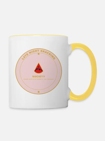 Mitternachts Snack Gesellschaft Pink - Tasse zweifarbig - Weiß/Gelb