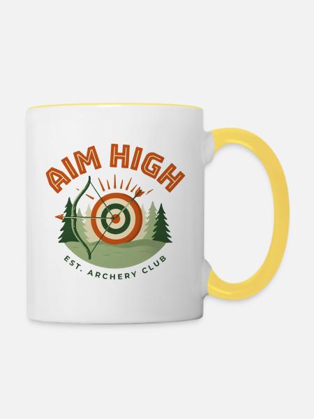 Aim High Bogenschießclub - Tasse zweifarbig - Weiß/Gelb