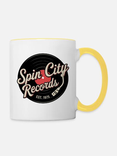 Spin City - Tasse zweifarbig - Weiß/Gelb