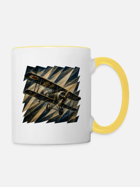 Futurismus_Flieger - Tasse zweifarbig - Weiß/Gelb