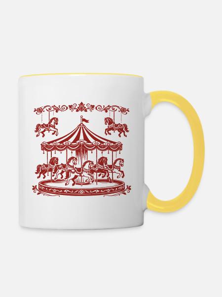  Freizeitpark Jahrmarkt Rummelplatz Karussell - Tasse zweifarbig - Weiß/Gelb