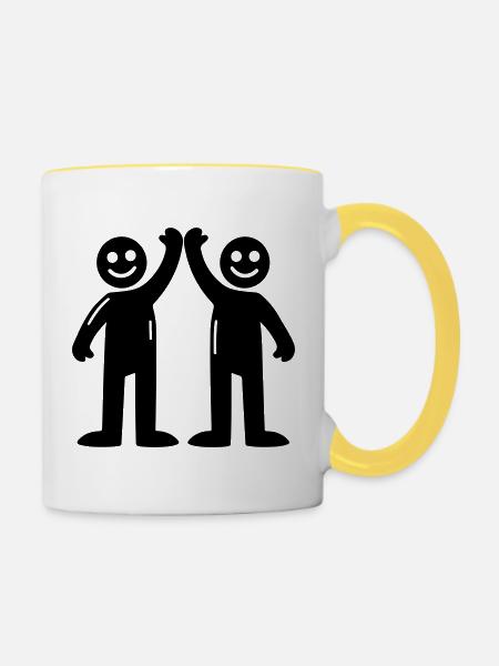 beste freunde - Tasse zweifarbig - Weiß/Gelb