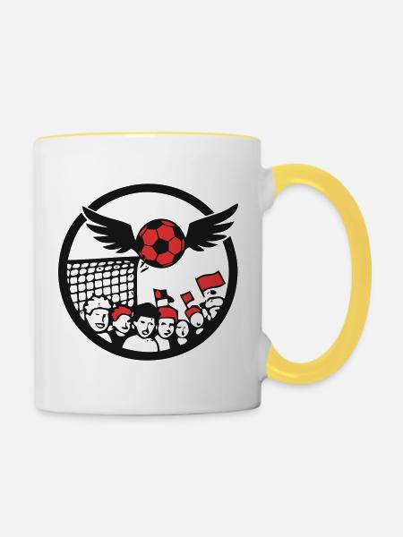Fussball Fankurve Wappen - Tasse zweifarbig - Weiß/Gelb