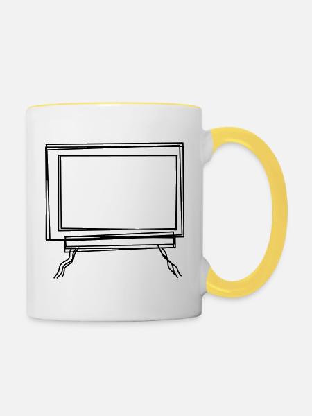 Tafel handgezeichnet - Tasse zweifarbig - Weiß/Gelb