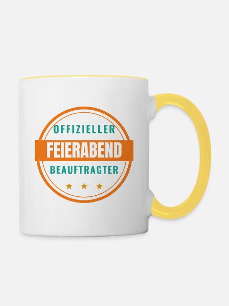 Offizieller Feierabend-Beauftragter - Tasse zweifarbig - Weiß/Gelb