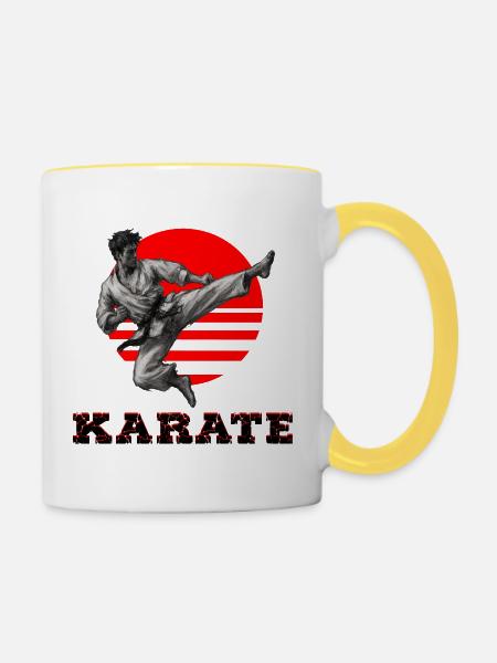Karate - Tasse zweifarbig - Weiß/Gelb