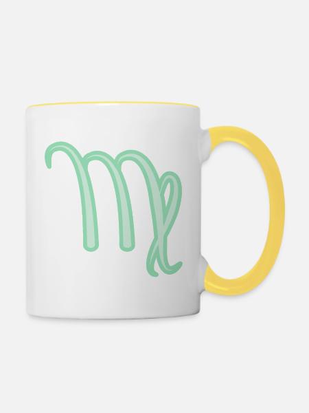 Jungfrau Sternzeichen Pastellgrün - Tasse zweifarbig - Weiß/Gelb
