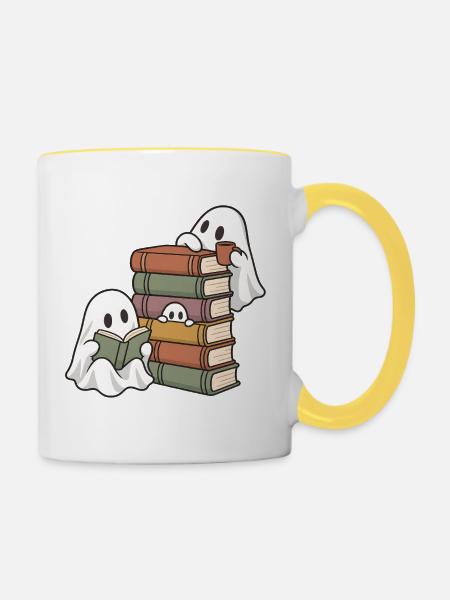 Büchergeister - Tasse zweifarbig - Weiß/Gelb