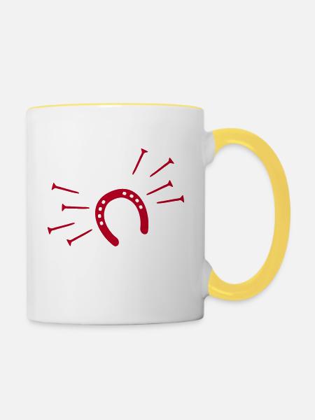 Hufeisen - Tasse zweifarbig - Weiß/Gelb