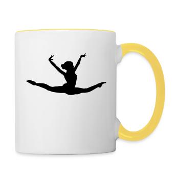 turnen, turner, turnerin, gymnastics - Tasse zweifarbig - Weiß/Gelb - Rechts