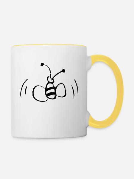 schwarze Biene - Tasse zweifarbig - Weiß/Gelb