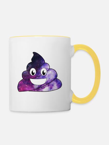 Kacke Shit - Tasse zweifarbig - Weiß/Gelb
