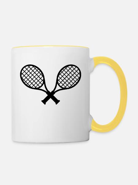 Tennisschläger - Tasse zweifarbig - Weiß/Gelb
