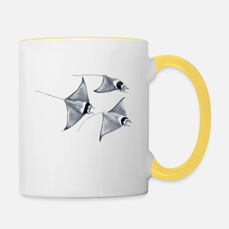 Manta ray - Raie blanket - rays devil fish blanket - Contrasting Mug - white/yellow