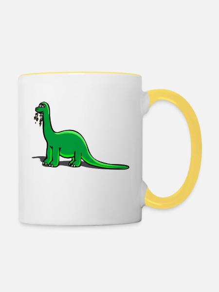 Dinosaurier - Tasse zweifarbig - Weiß/Gelb