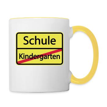 Schule Kindergarten / Einschulung / Schulkind - Tasse zweifarbig - Weiß/Gelb - Rechts