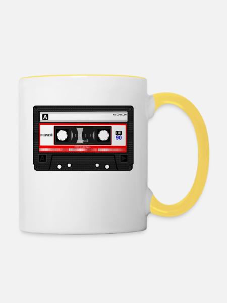 Kassette - Tasse zweifarbig - Weiß/Gelb