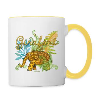 Girafant im Dschungel - Tasse zweifarbig - Weiß/Gelb - Rechts