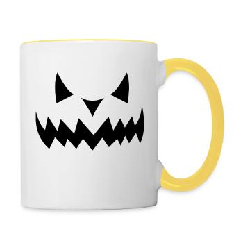 Halloween Kürbis - Tasse zweifarbig - Weiß/Gelb - Rechts