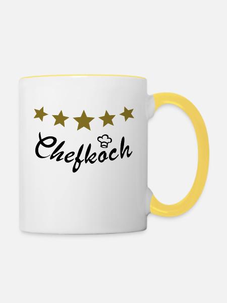 Kochen Chefkoch Sternekoch Koch Chef essen - Tasse zweifarbig - Weiß/Gelb