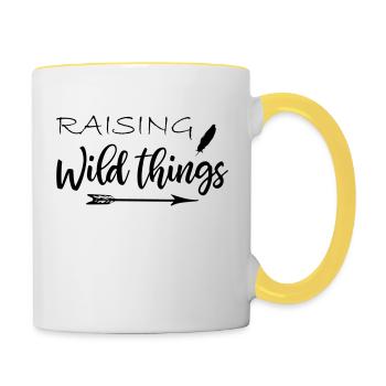 Raising wild things cute mom - mutter - Tasse zweifarbig - Weiß/Gelb - Rechts