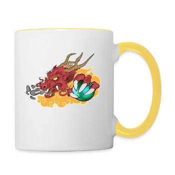 Oriental dragon - Contrasting Mug - white/yellow - Right