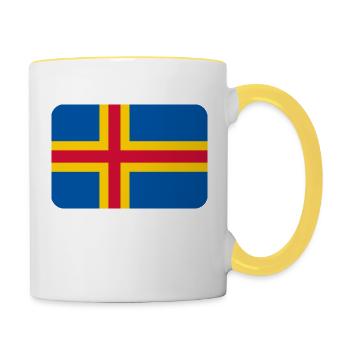 ÅLAND FLAG round corner 400 dpi - Mug contrasté - blanc/jaune - Droite