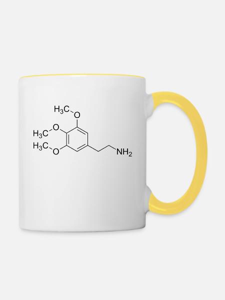 Mescalin Meskalin Strukturformel - Tasse zweifarbig - Weiß/Gelb