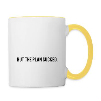 Everything went according to the Plan / Geschenk - Tasse zweifarbig - Weiß/Gelb - Rechts