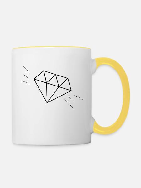 Diamant - Tasse zweifarbig - Weiß/Gelb