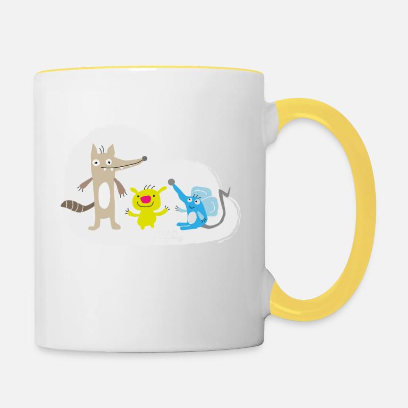 Froehliche Tierchen - Tasse zweifarbig - Weiß/Gelb