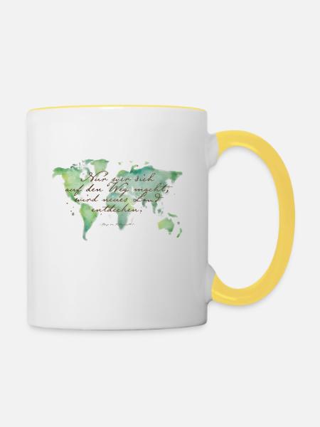 Land entdecken - Tasse zweifarbig - Weiß/Gelb