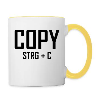 Copy Strg C - Vater Sohn Shirt - Tasse zweifarbig - Weiß/Gelb - Rechts