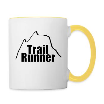 Les coureurs de trail courent le cadeau sportif de coureur - Mug contrasté - blanc/jaune - Droite