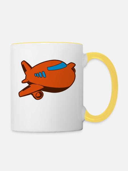Flugzeug - Tasse zweifarbig - Weiß/Gelb