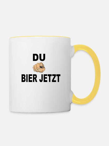 Bier jetzt - Tasse zweifarbig - Weiß/Gelb