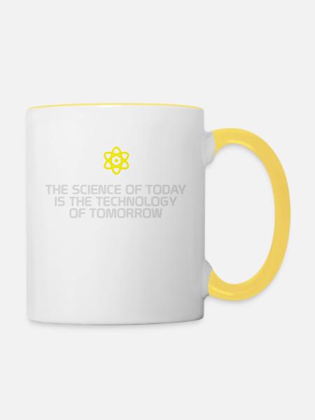 Science. Wissenschaft. Geschenk - Tasse zweifarbig - Weiß/Gelb