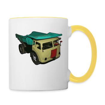 DDR Kipper - Tasse zweifarbig - Weiß/Gelb - Rechts