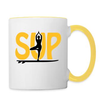 SUP Yoga - Mug contrasté - blanc/jaune - Droite