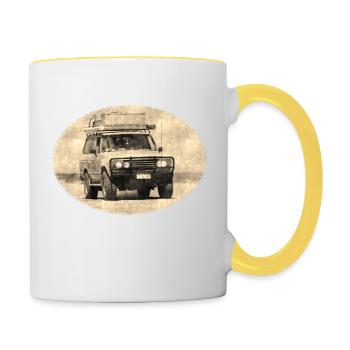 Auto, Geländewagen, Offroad, Reise, australien - Tasse zweifarbig - Weiß/Gelb - Rechts