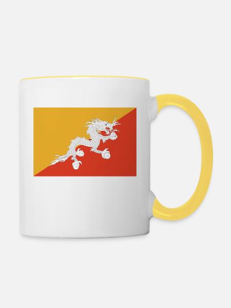bhutan - Tasse zweifarbig - Weiß/Gelb